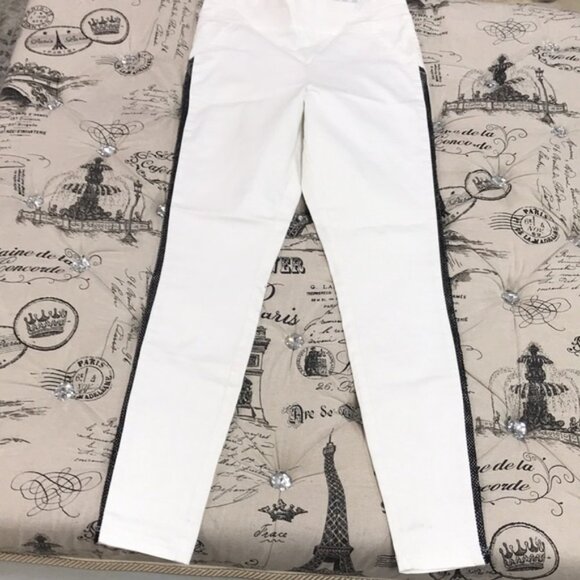 HUE High Waist Mesh Tuxedo Stripe Denim Leggings - Picture 2 of 10